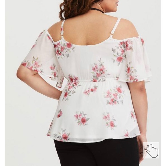 Torrid Chiffon Cold Shoulder Blouse, Size 1 - Picture 3 of 6